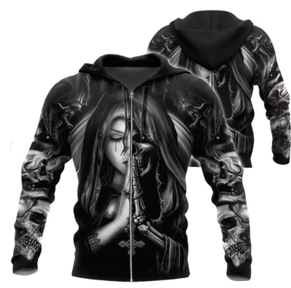 Halloween Skull Anime 3D Sweatshirt — scale reference