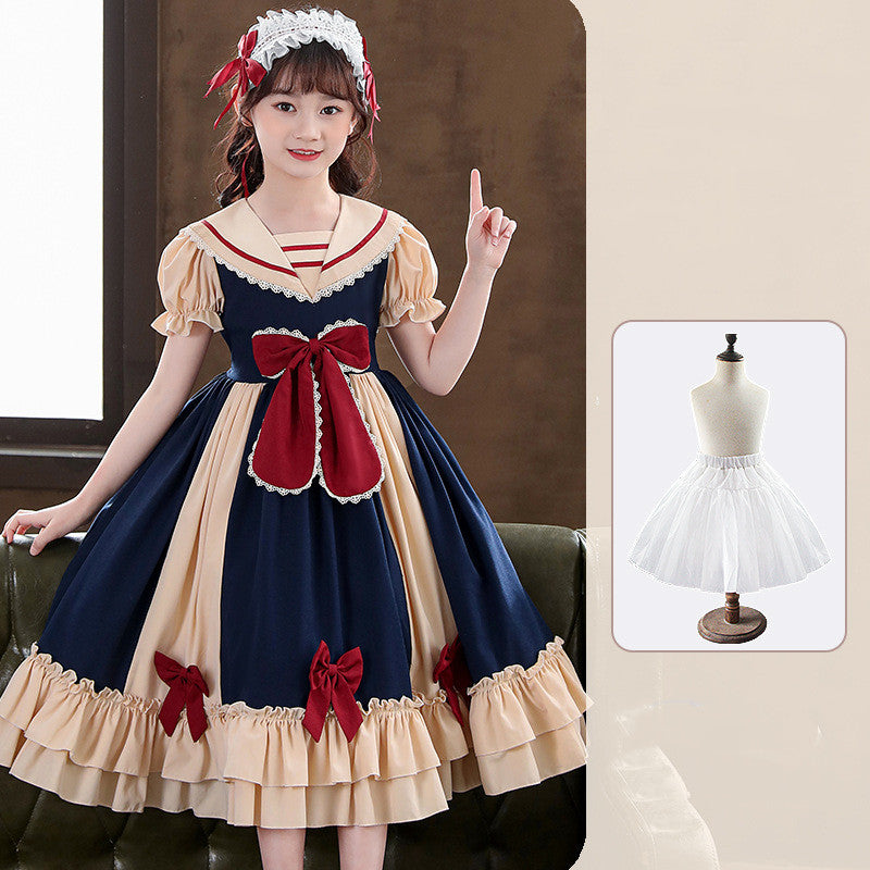 Girls Dress Pleated Bow Lolita Princess | Magic Stories