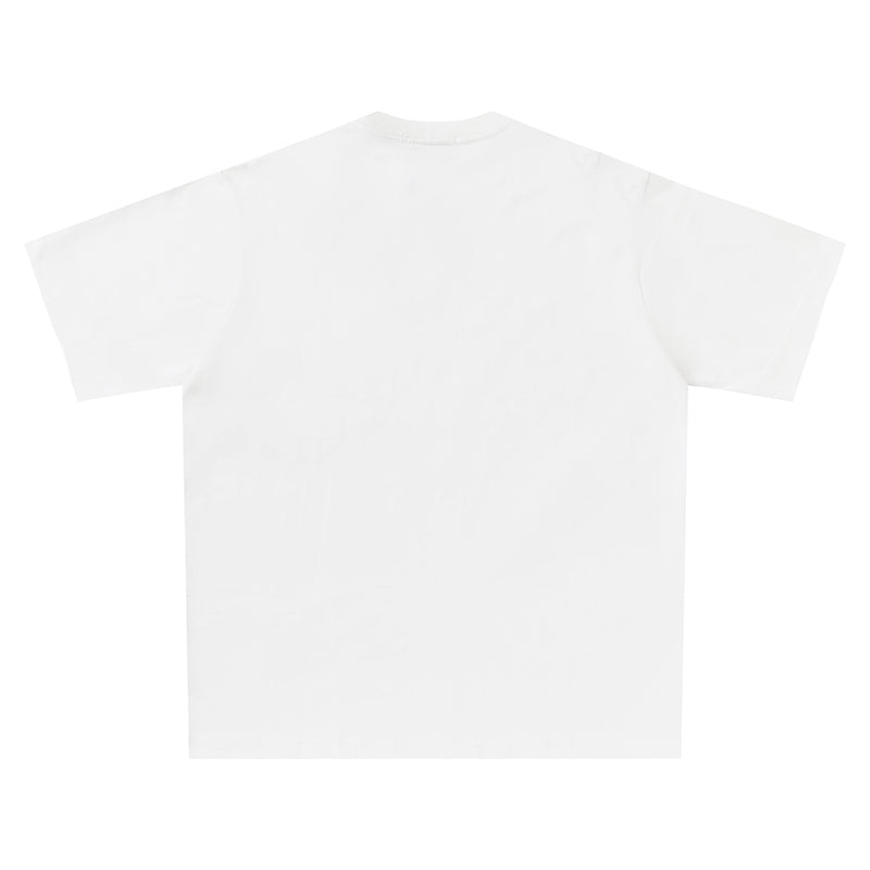 Retro White Short Sleeve T-shirt Loose Pattern Fashion Brand Harajuku Anime Half Sleeve Top — side view