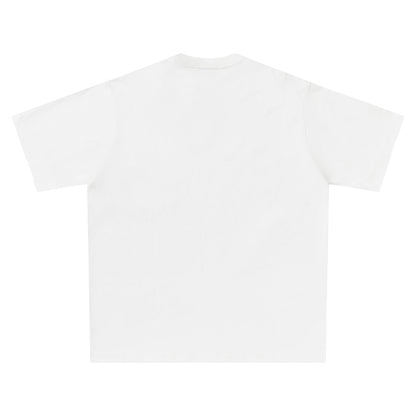 Retro White Short Sleeve T-shirt Loose Pattern Fashion Brand Harajuku Anime Half Sleeve Top — side view