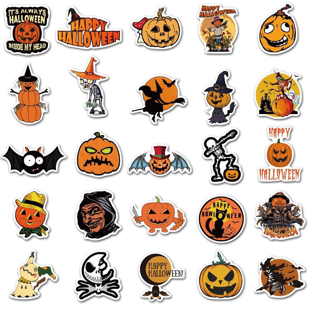 Halloween Waterproof Stickers - 50 Pack — back view