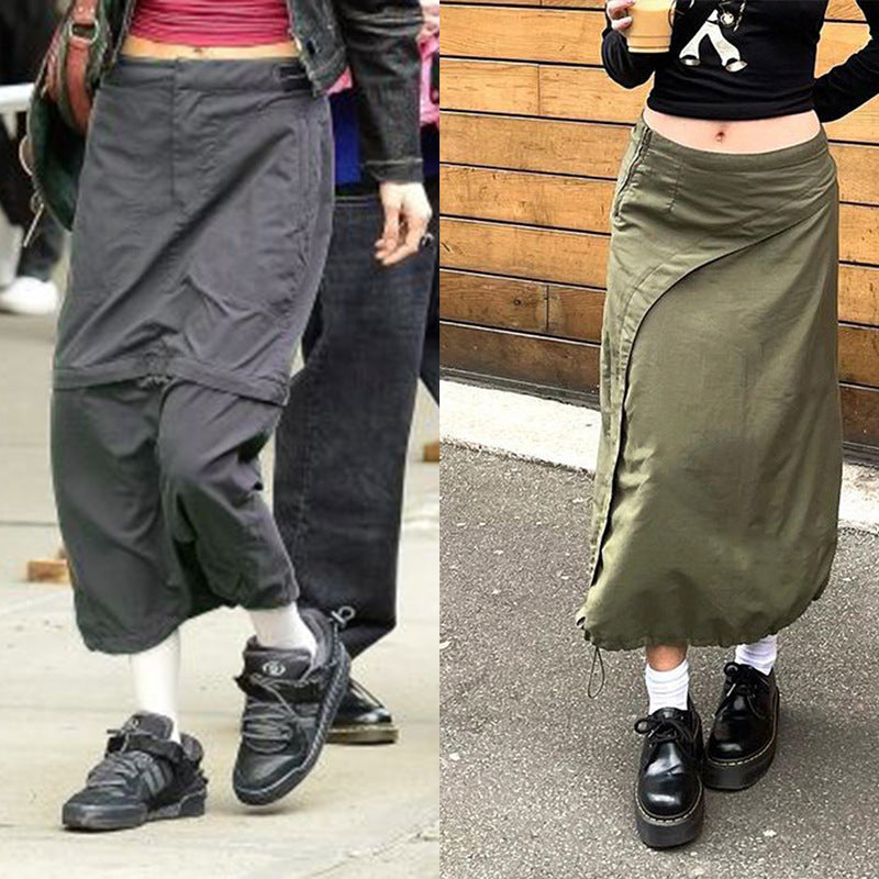 Harajuku Style European And American Women's Clothing Flanging Stitching Lazy Workwear Skirt Hem Elastic — side view
