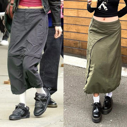 Harajuku Style European And American Women's Clothing Flanging Stitching Lazy Workwear Skirt Hem Elastic — side view