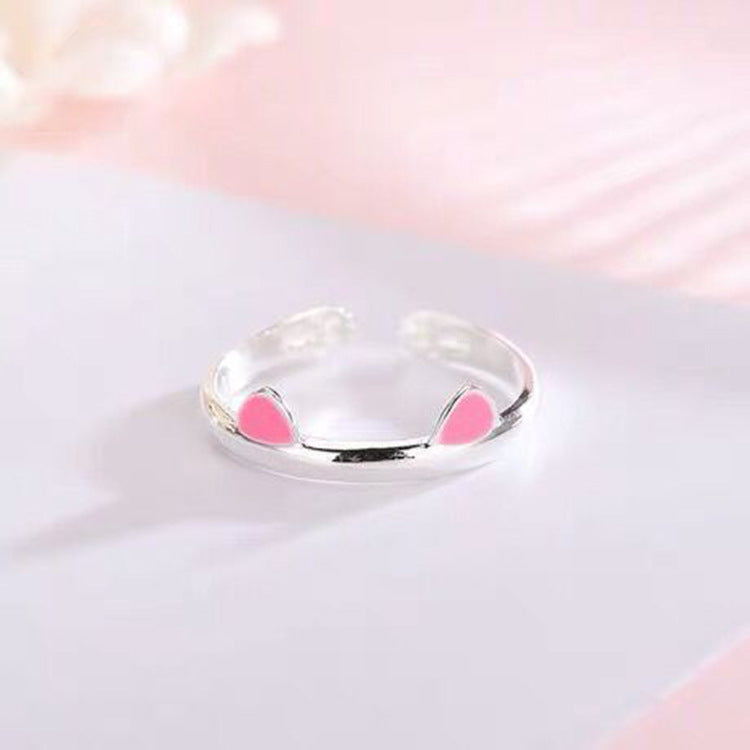 Cute cat ears paw ring — back view