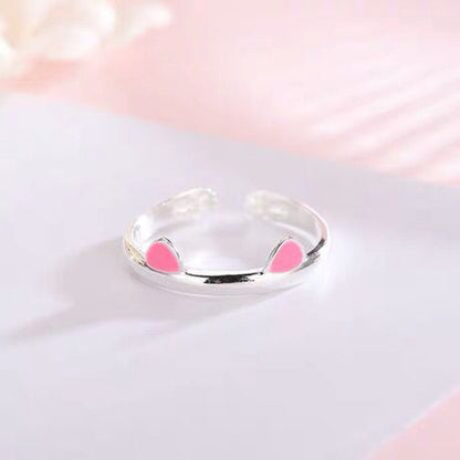 Cute cat ears paw ring — back view