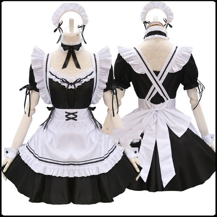 Red wine sweetheart maid outfit — detail
