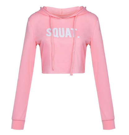 Women Fashion Active Hoodies Long Sleeve Crop Top Letter Print Loose Hooded sudaderas mujer harajuku hoodie sweat — in use