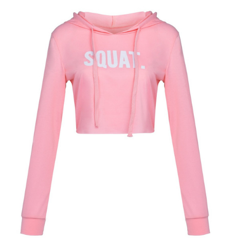 Women Fashion Active Hoodies Long Sleeve Crop Top Letter Print Loose Hooded sudaderas mujer harajuku hoodie sweat — in use