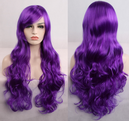 Anime cos wig color 80cm long curly cosplay role playing — back view