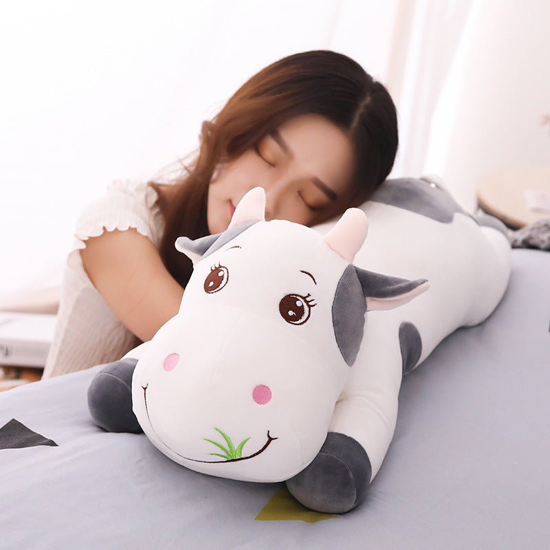 Cow plush toy pillow — side view