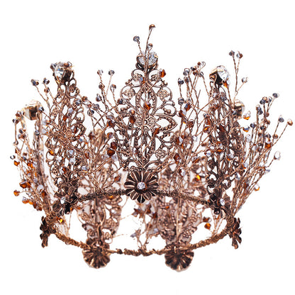 Bridal golden crown tiara baroque round | Magic Stories