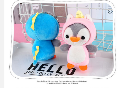 Penguin plush animal pendant keychain — back view