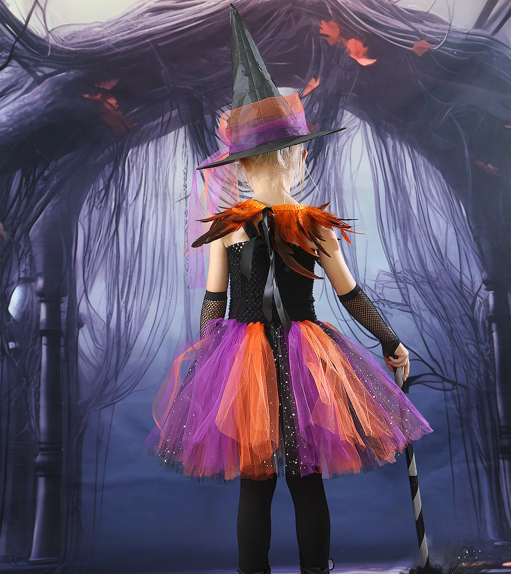 Halloween Children's Costume Witch Cosplay Clothes — in use