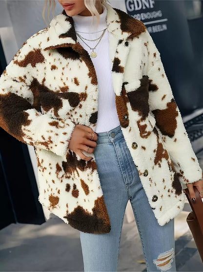 Double-sided Plush Cow Pocket Top Jacket | Magic Stories