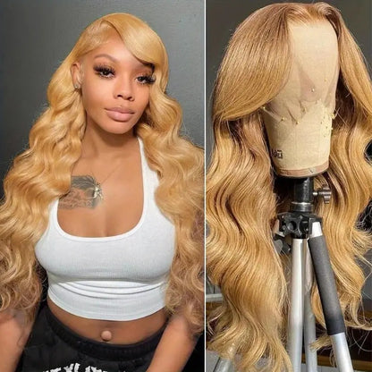 Golden Lace Wig With Big Waves — side view