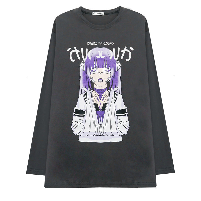 Anime all-match long sleeve t-shirt women — back view