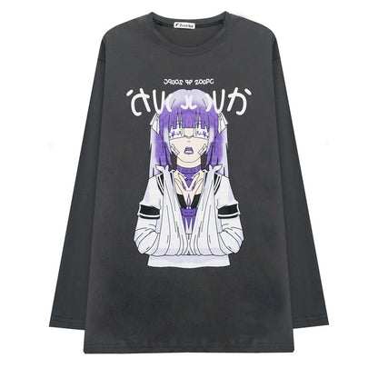 Anime all-match long sleeve t-shirt women — back view