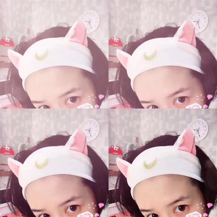 Beautiful girl cat ears series hair band wash face makeup yoga hair band headband — scale reference