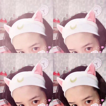 Beautiful girl cat ears series hair band wash face makeup yoga hair band headband — scale reference