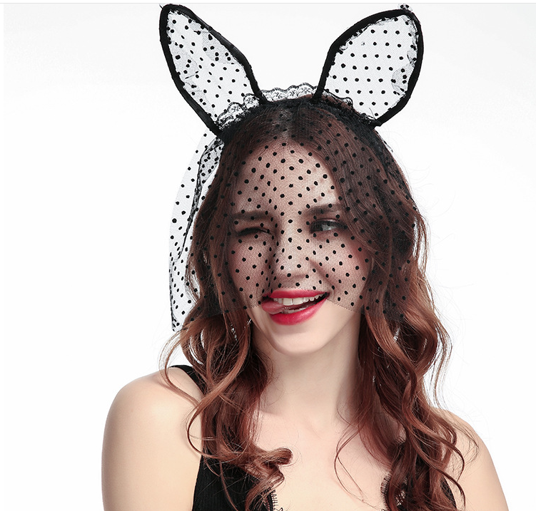 Small dot veil lace cat ears headband sex | Magic Stories