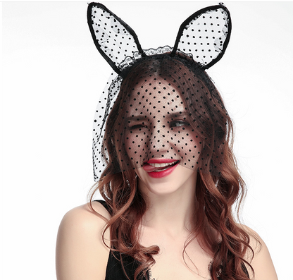 Small dot veil lace cat ears headband sex | Magic Stories