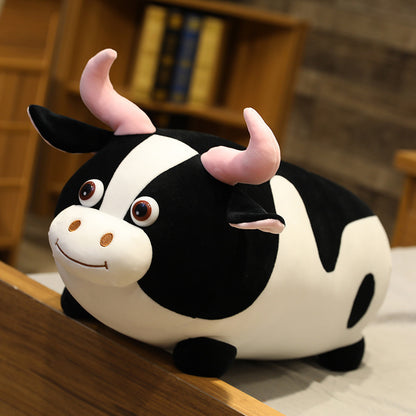 Cartoon cow long pillow plush toy — scale reference