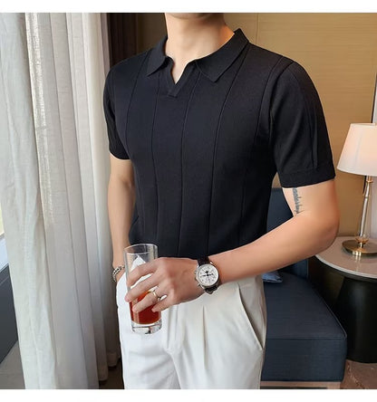 Men's Harajuku Polo Shirt Half Sleeve Men's T-shirt Fashion — back view