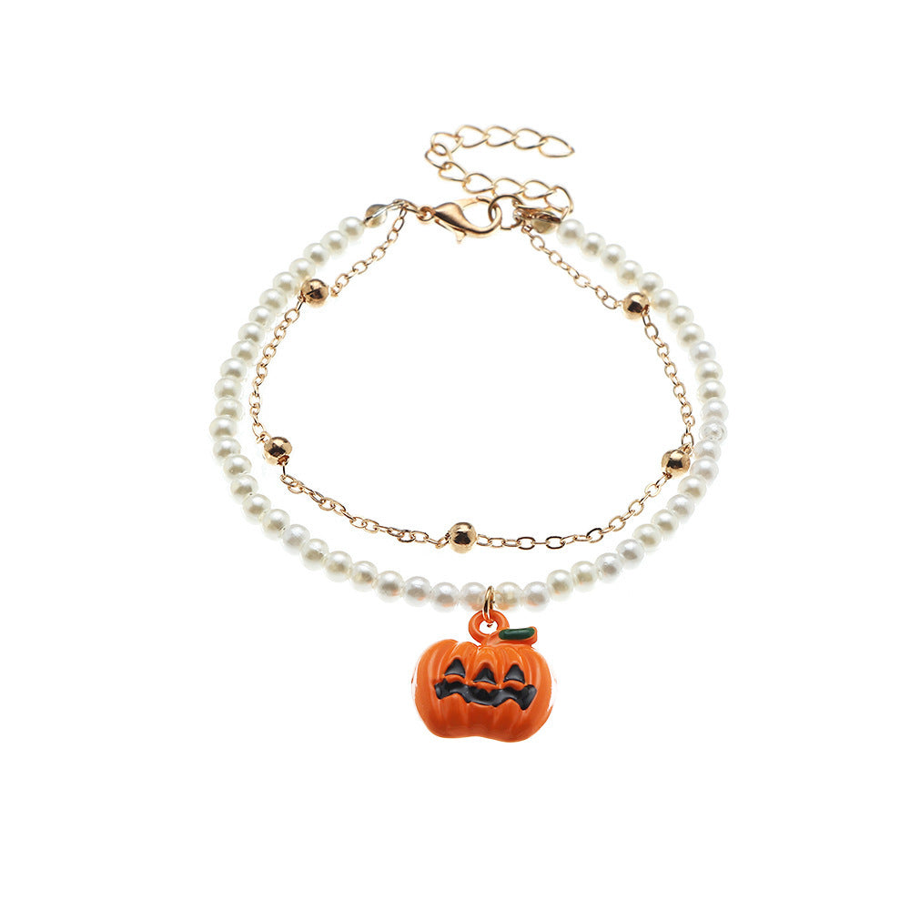 Cartoon Pumpkin Halloween Bracelet — back view