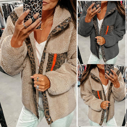 Leopard zipper plush coat | Magic Stories