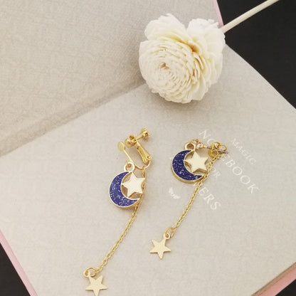 Anime Sailor Moon 25th Cosplay Earring Girl Blue moon star eardrop accessories prop — packaging