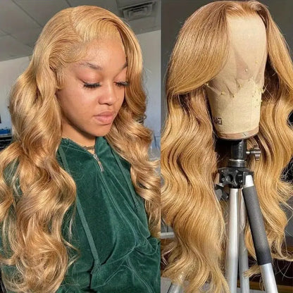 Golden Lace Wig With Big Waves — back view