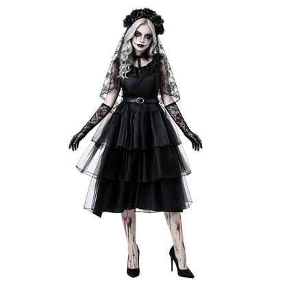 Black Mesh Gauze Cake Skirt Halloween Zombie | Magic Stories