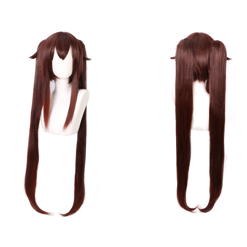Brown And Black Face Shape Cosplay Game Anime Wig — detail