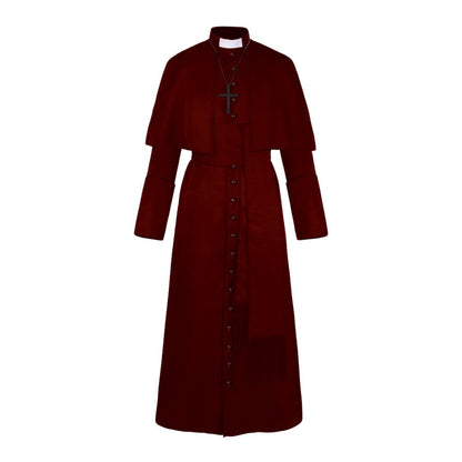 Solid Color Priest Cos Costume Halloween Priest Medieval Retro Cosplay Costume — in use