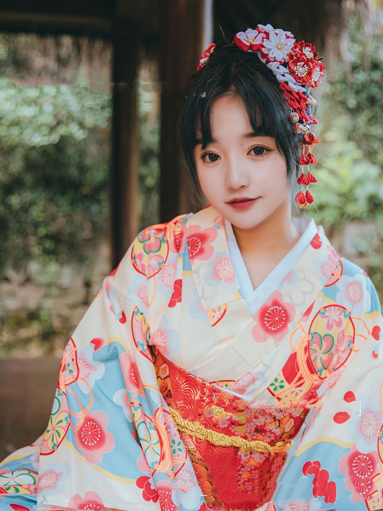 Shenming Girl Formal Dress Traditional Japanese Kimono Dress — detail
