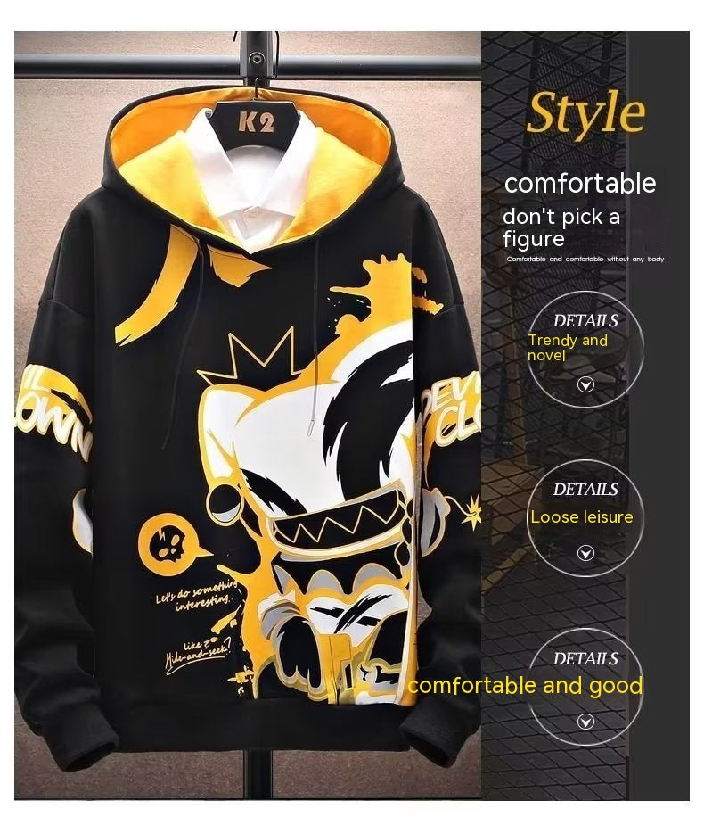 Anime Fleece-lined Thickened Hooded Sweatshirt — side view