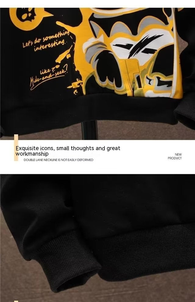 Anime Fleece-lined Thickened Hooded Sweatshirt — detail