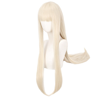 Anime bangs milk golden cos wig — side view