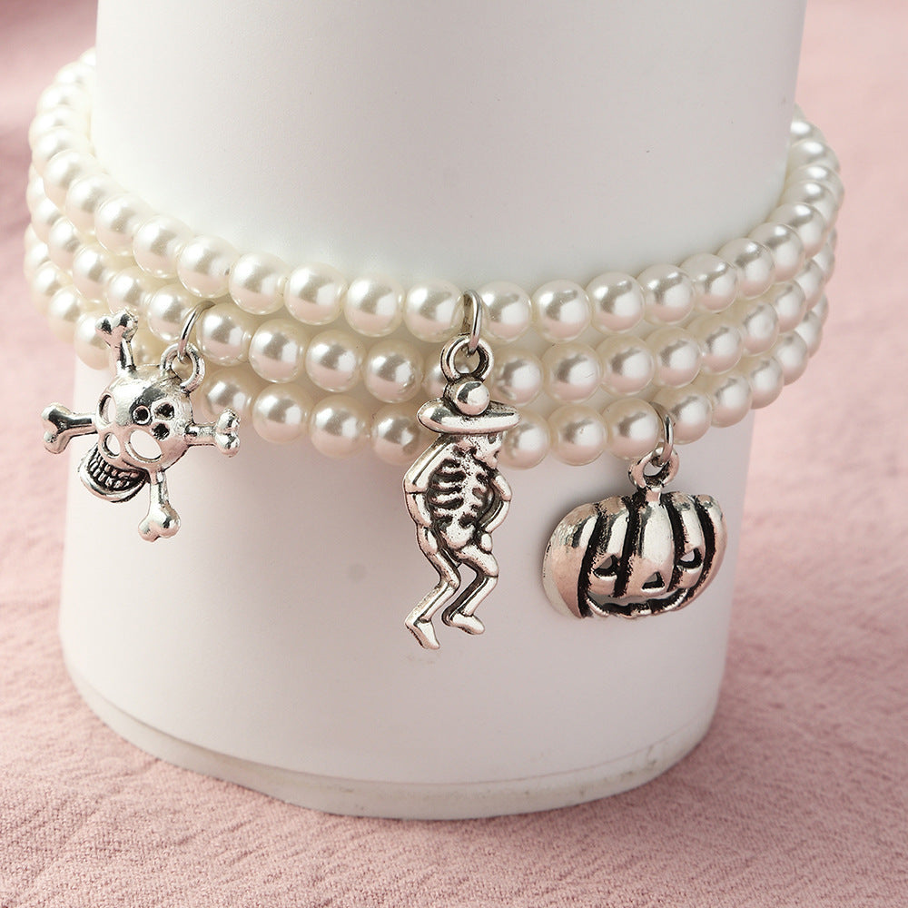 Pendant Pearl Halloween Bracelet — back view
