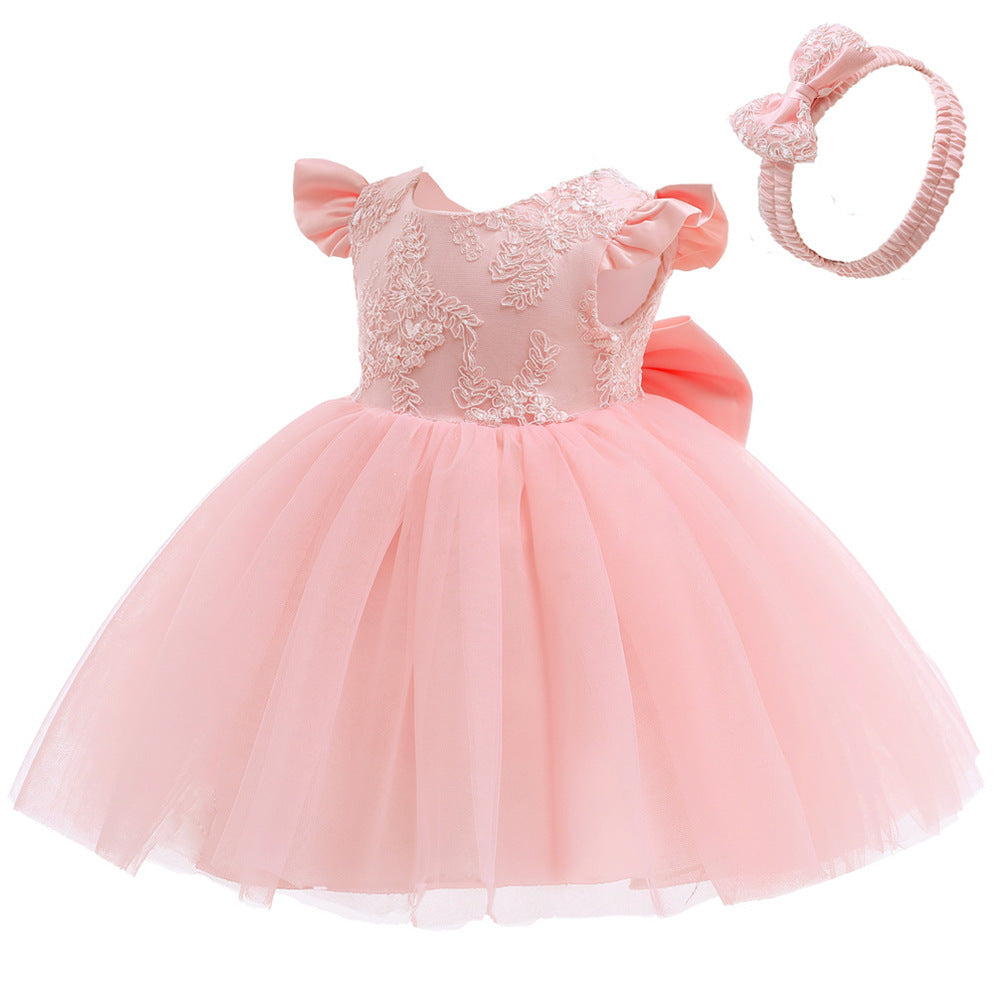 Lace Princess Dress Bow Children's Dress — side view