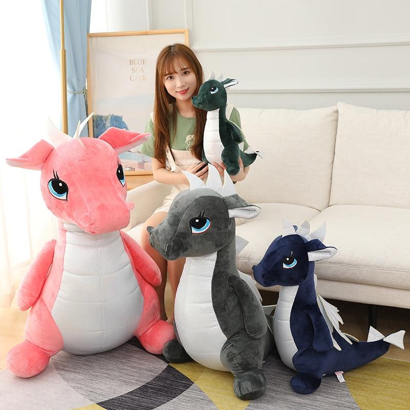 Dinosaur plush toy — Green, Blue, Grey or Pink, 40–100 cm