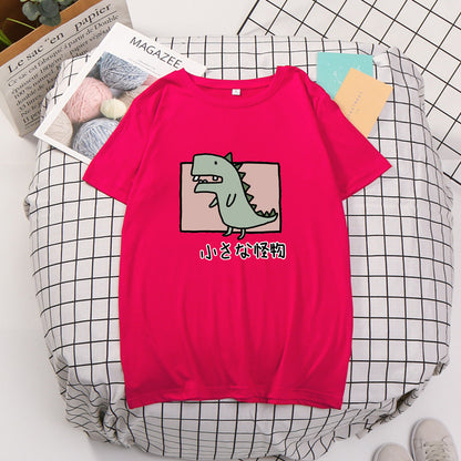 Cartoon anime little dinosaur t-shirt — side view