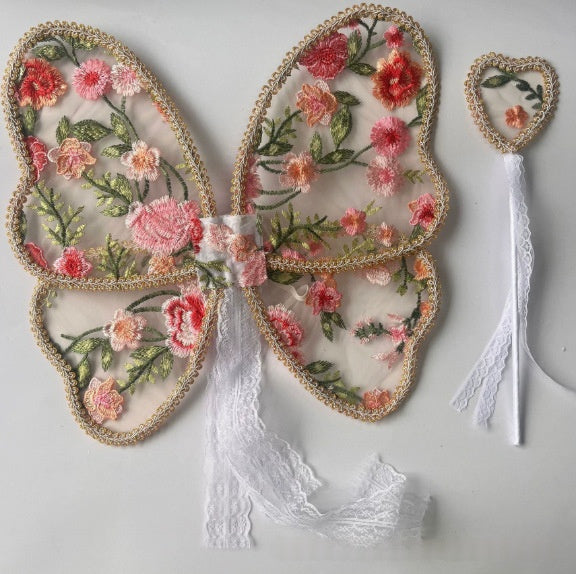 Angel Lace Wings And Fairy Wand Set Costume Accessories — side view