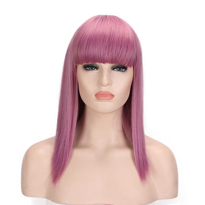 European And American Style Wig Cosplay Straight Bangs Hair — in use
