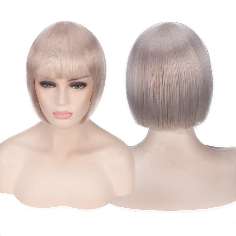cosplay wig short hair bob — back view