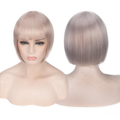 cosplay wig short hair bob — back view