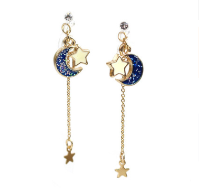 Anime Sailor Moon 25th Cosplay Earring Girl Blue moon star eardrop accessories prop — back view