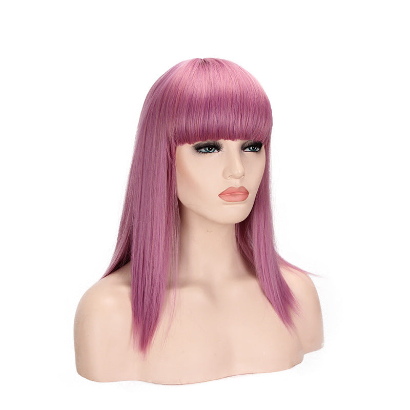 Anime Cosplay With Bangs And Long Straight Hair — back view
