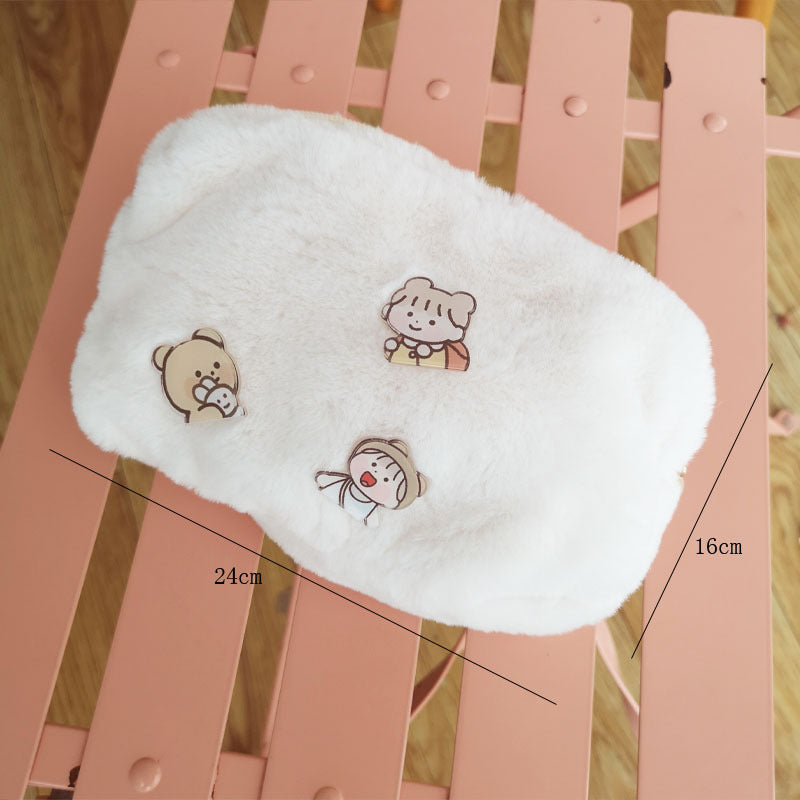 Warm Plush Cosmetic Bag Large Capacity | Magic Stories