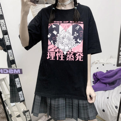 Anime print loose short sleeves — detail